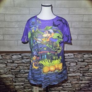 Women’s Disney Parks Halloween Minnie Witch Vampire Mickey  Mouse Shirt Size XL